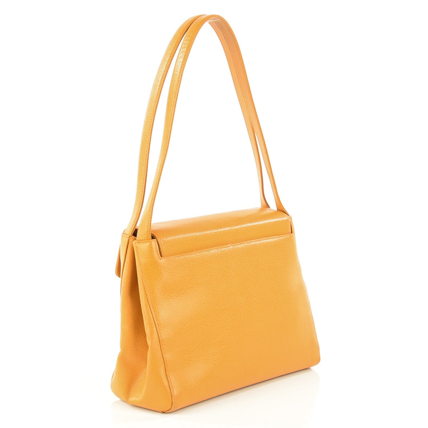 Caviar Flap Shoulder Bag Orange