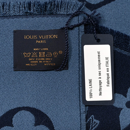 Louis Vuitton Wool Monogram Vivienne Scarf Navy 3 of 3