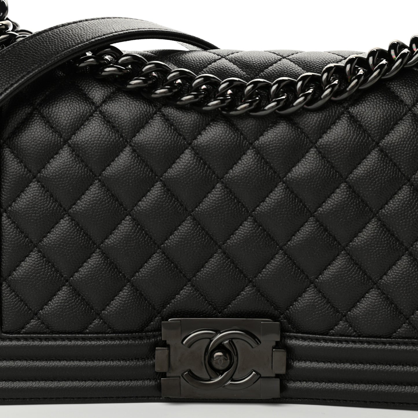 Caviar Quilted Medium Boy Flap So Black