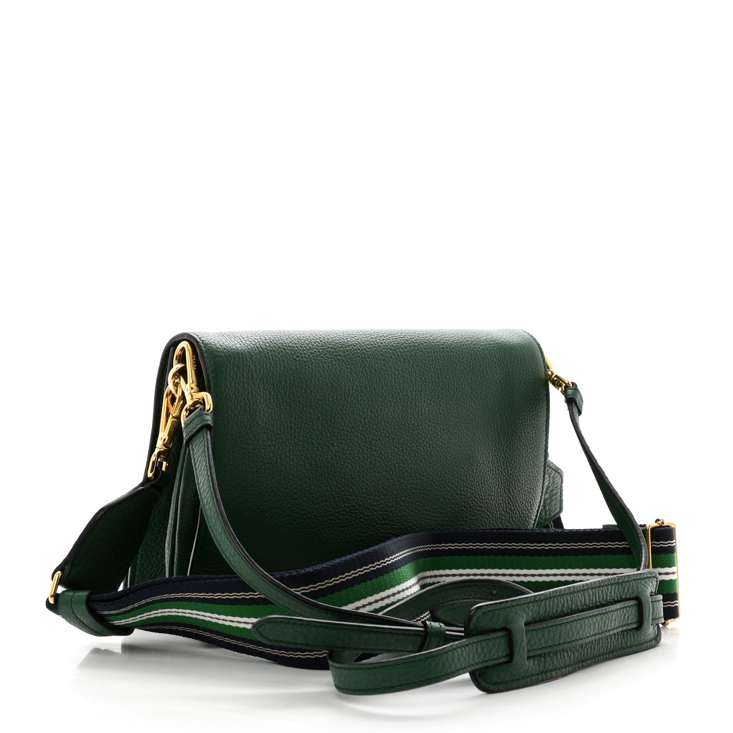 Prada Vitello Daino Double Strap Flap Crossbody Billardo 3 of 9