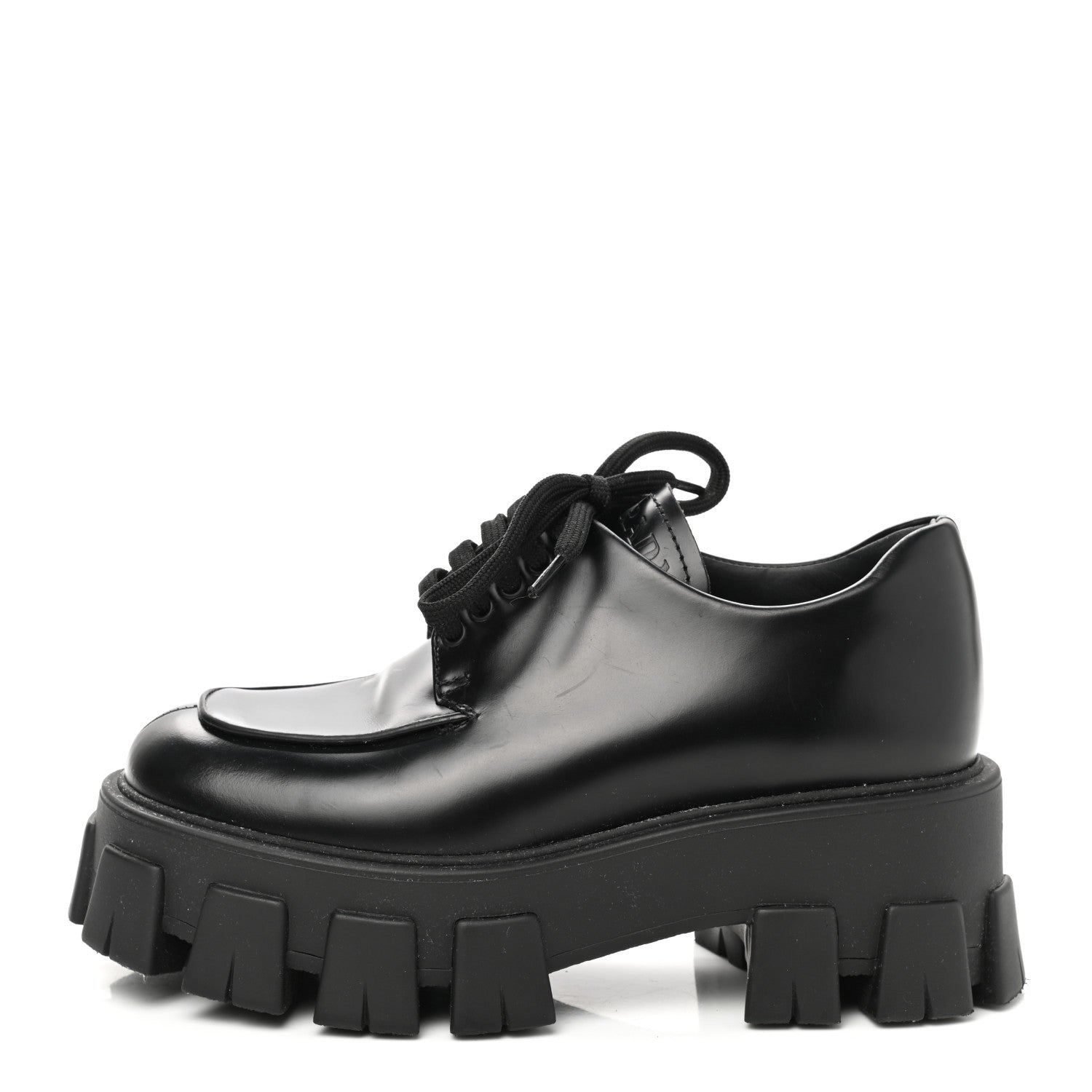 Prada Spazzolato Rois Monolith 55mm Derby Loafers 35 Black 1 of 9