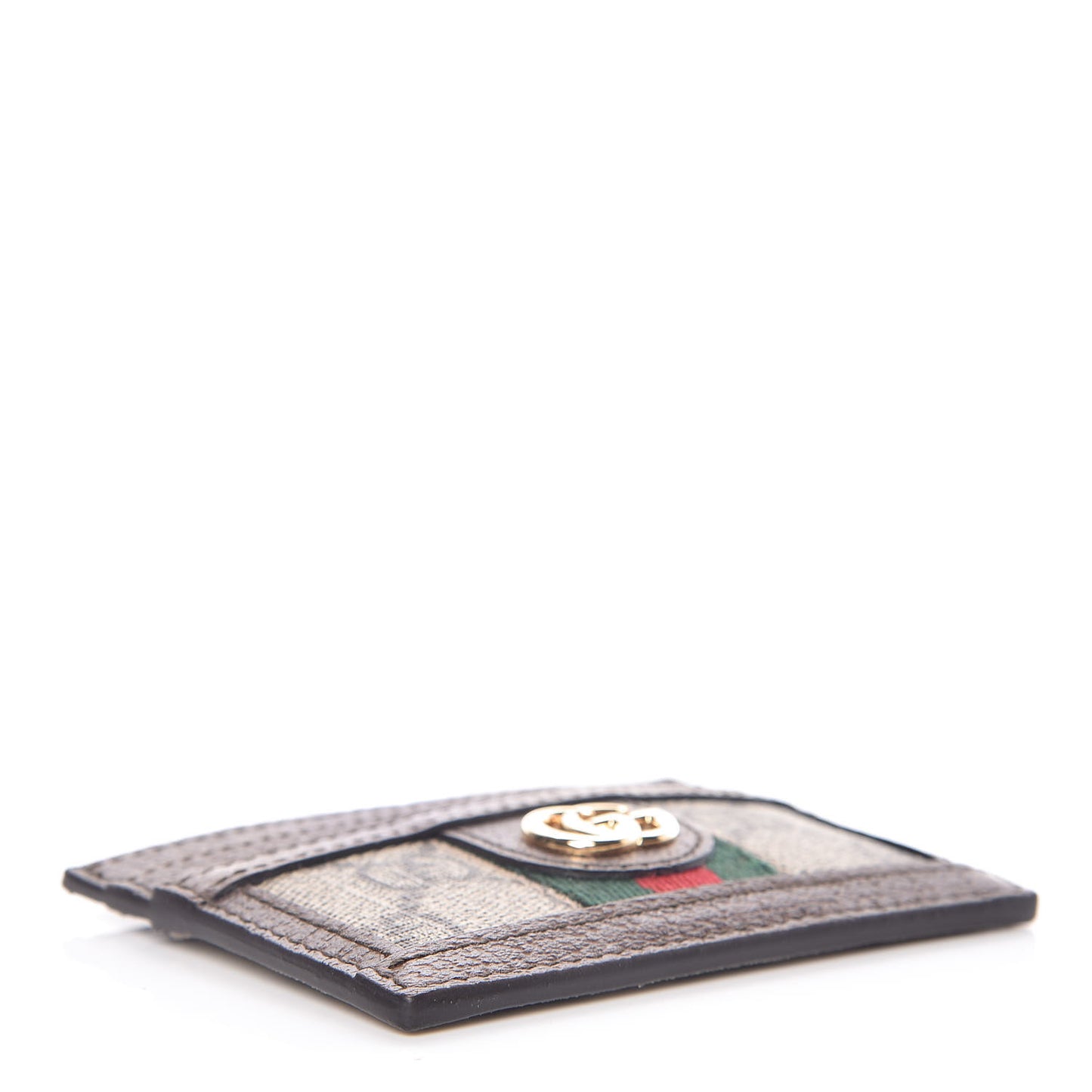 GG Supreme Monogram Ophidia Card Holder Brown