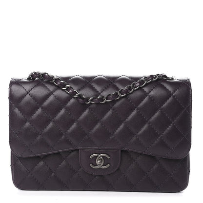 Chanel Caviar Quilted Jumbo Double Flap Dark Purple 1 of 10