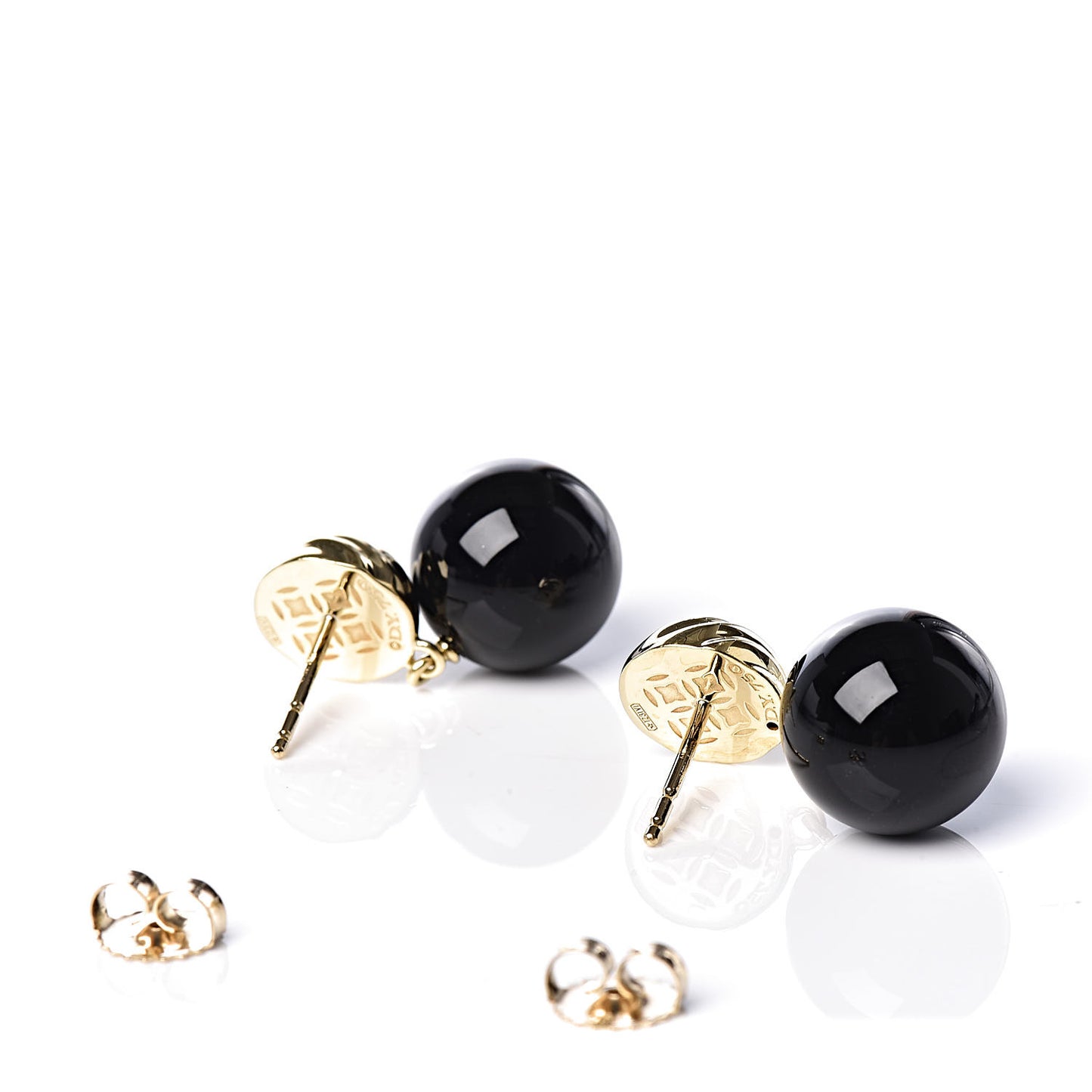 18K Yellow Gold Onyx Sculpted Earrings