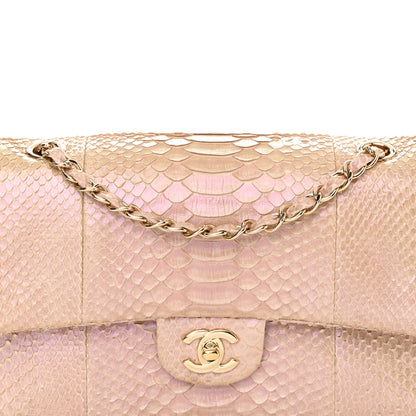Chanel Metallic Snakeskin Medium Double Flap Pink 8 of 15