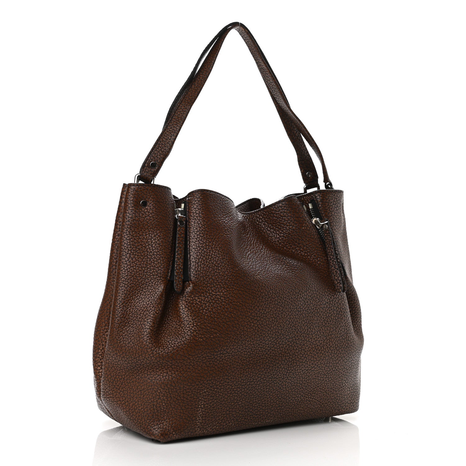 Burberry Grainy Calfskin House Check Medium Maidstone Dark Brown 3 of 14