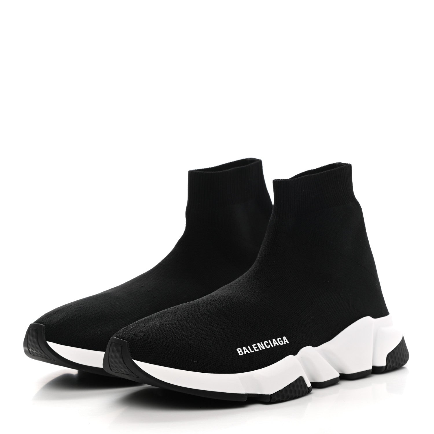 Balenciaga Neoprene Knit Womens Speed Sneakers 41 Black White 3 of 8