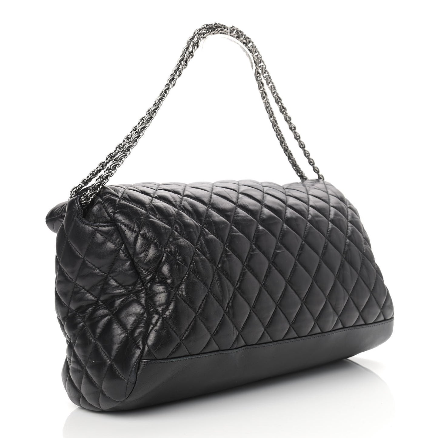 Lambskin Quilted Large Paris Moscou Red Square Bag Black
