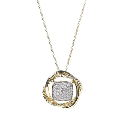 David Yurman 18K Yellow Gold Pave Diamond Crossover Pendant Necklace 4 of 6