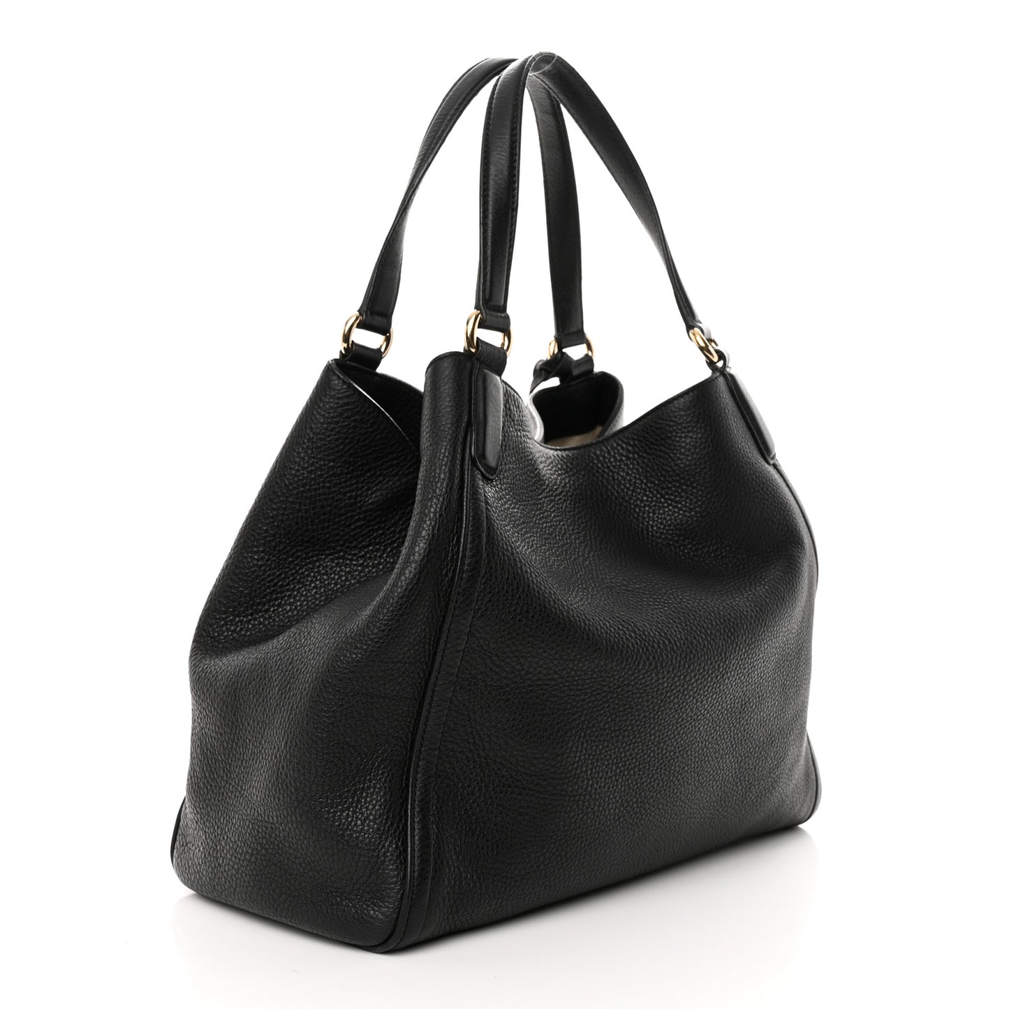 Pebbled Calfskin Medium Soho Shoulder Bag Black