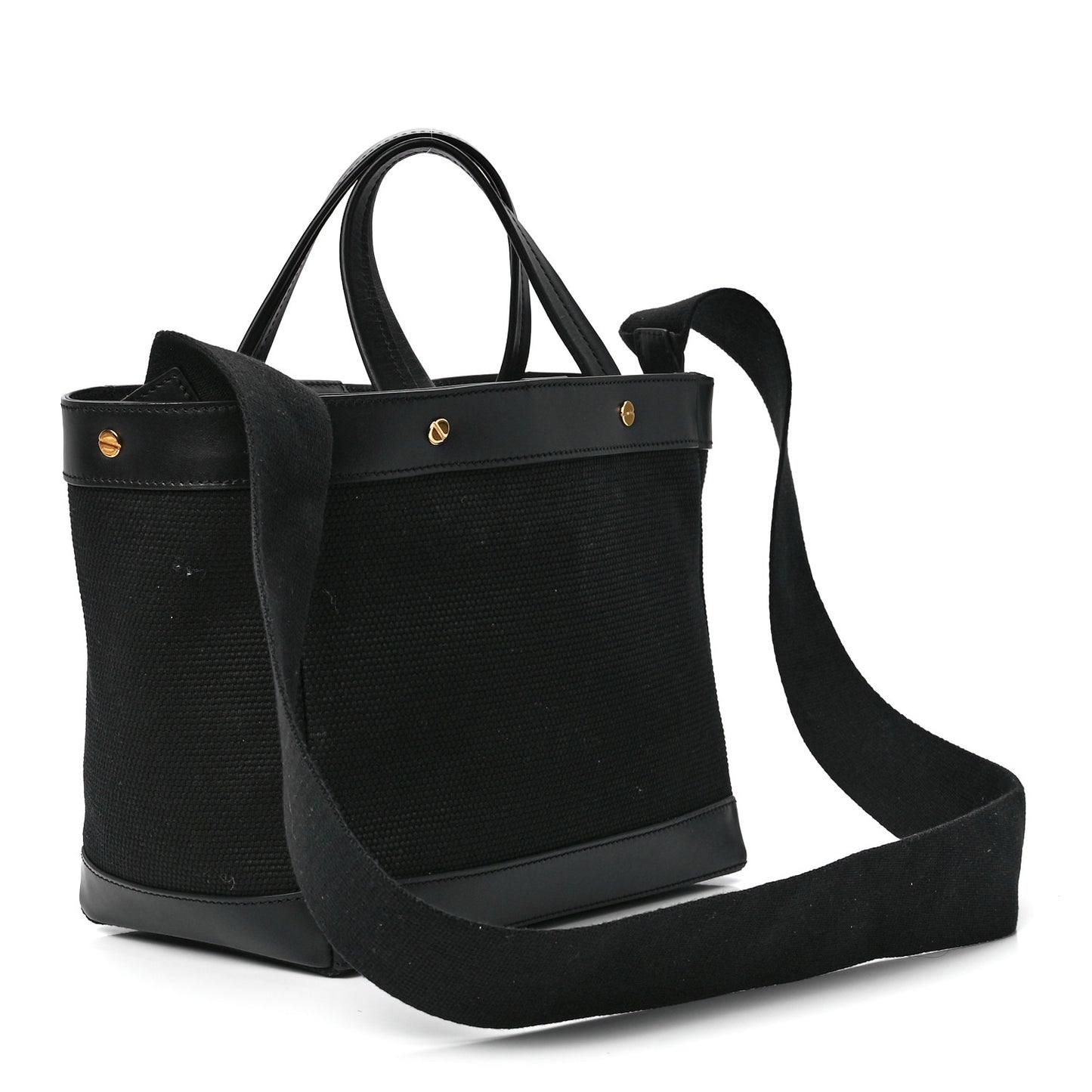 Canvas Calfskin Mini Logo Tote Black