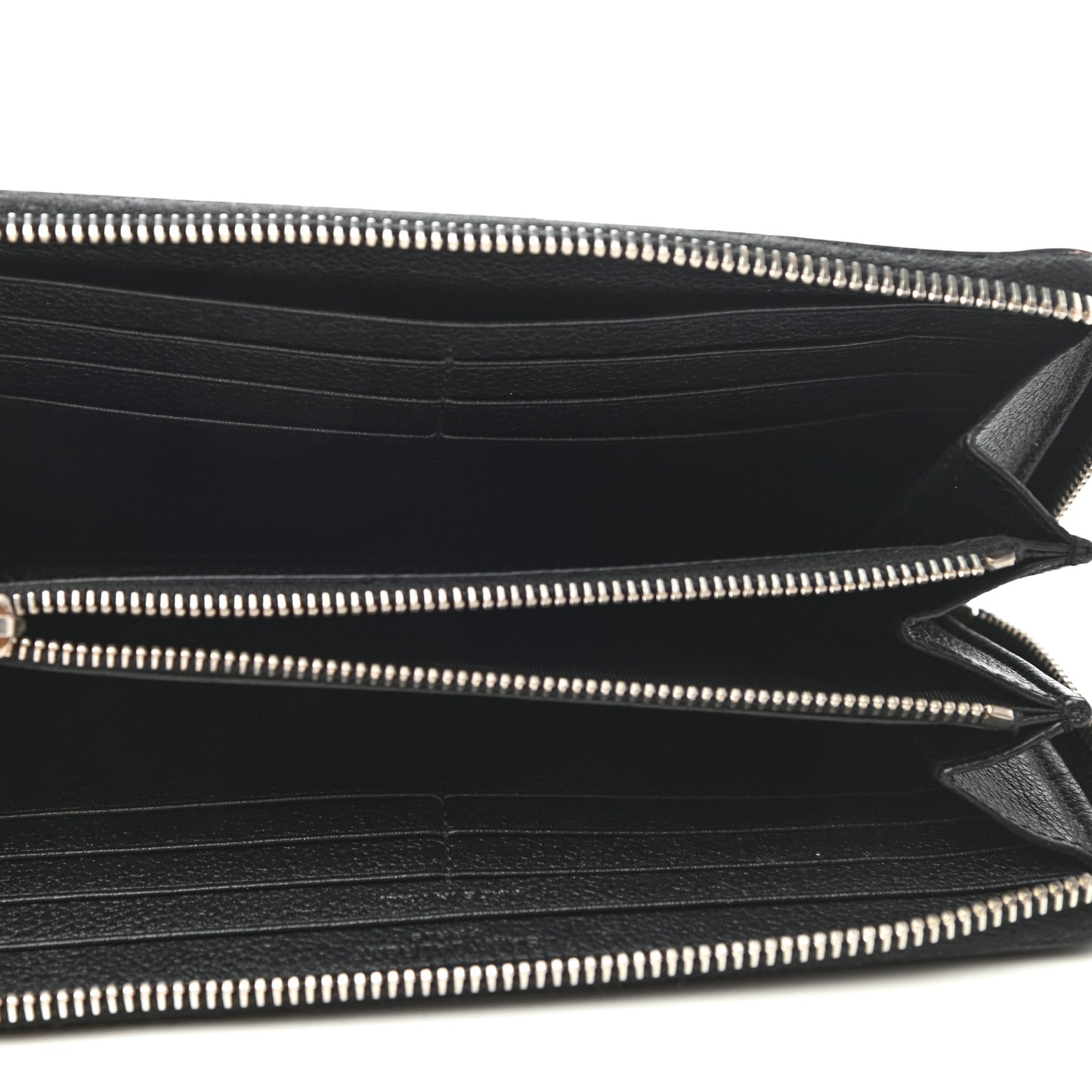 Grained Calfskin Rive Gauche Zip Around Wallet Black