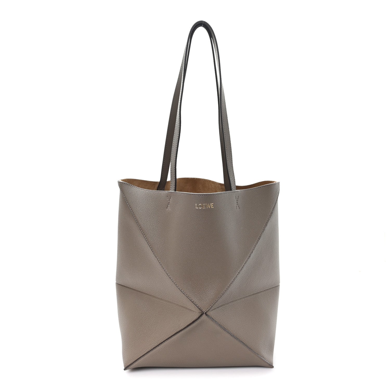 Loewe Grained Calfskin Medium Puzzle Fold Tote Taupe 1 of 9