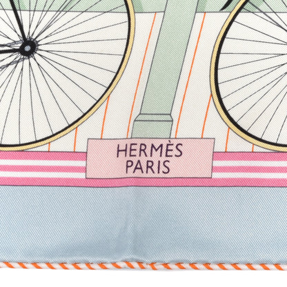 Hermes Silk Vintage Les Becanes Scarf 70 Bleu Glacier Ivoire 3 of 5