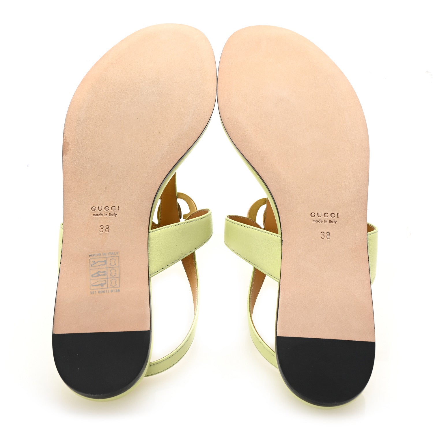 Gucci Calfskin Double G Thong Flat Sandals 38 Pistachio Green 6 of 9