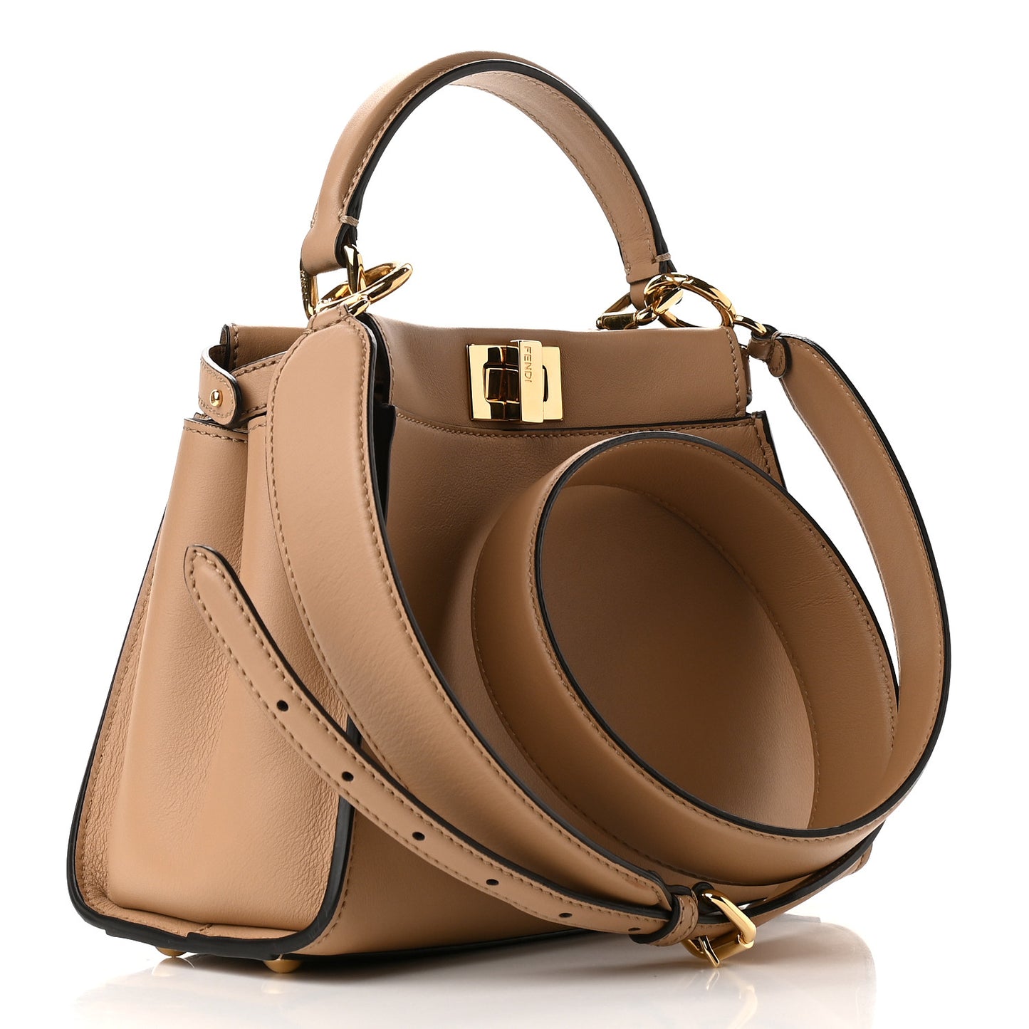 Vitello Seta Nabuk Pequin Mini Peekaboo Iconic Satchel Cuoio Tobacco Moro