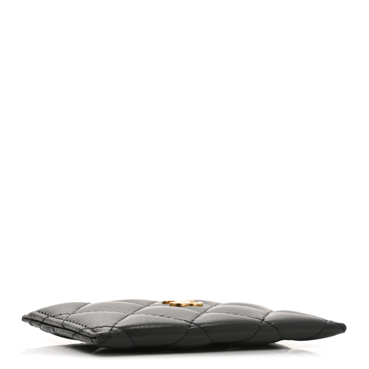 Lambskin Quilted Card Holder Black