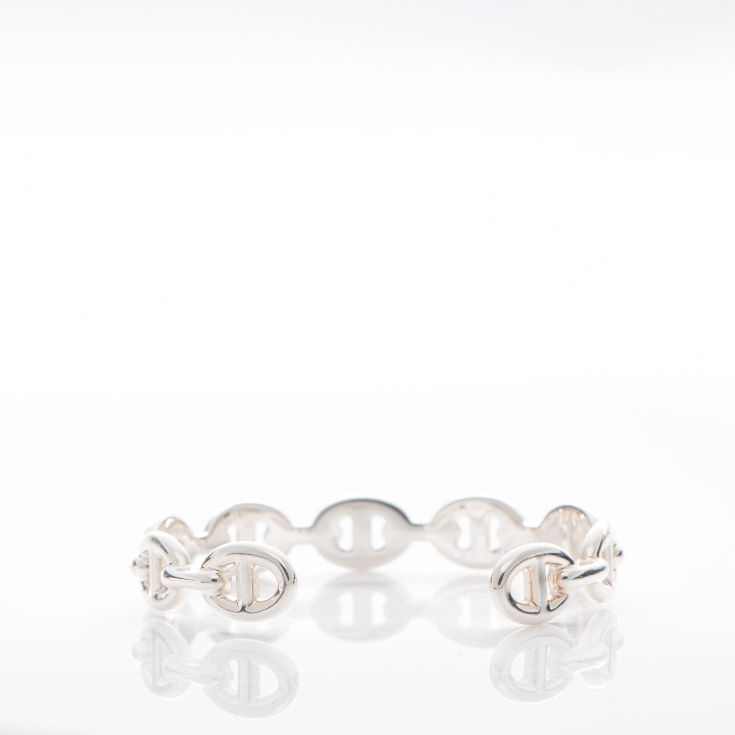 Hermes Sterling Silver MM Chaine d'Ancre Enchainee Cuff Bracelet SH 3 of 4