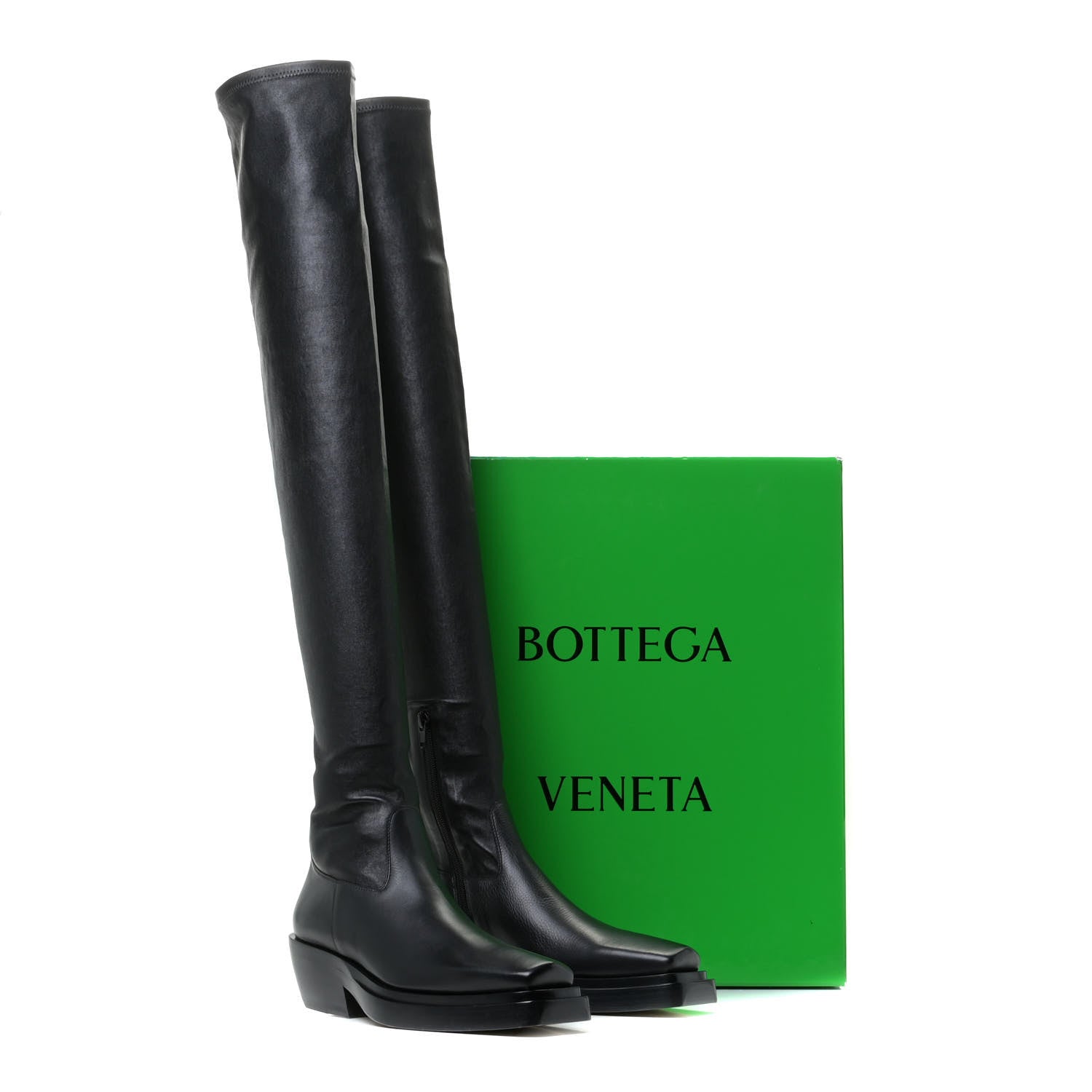 Bottega Veneta Calfskin Nappa Lean Over The Knee Boots 37.5 Black 11 of 12