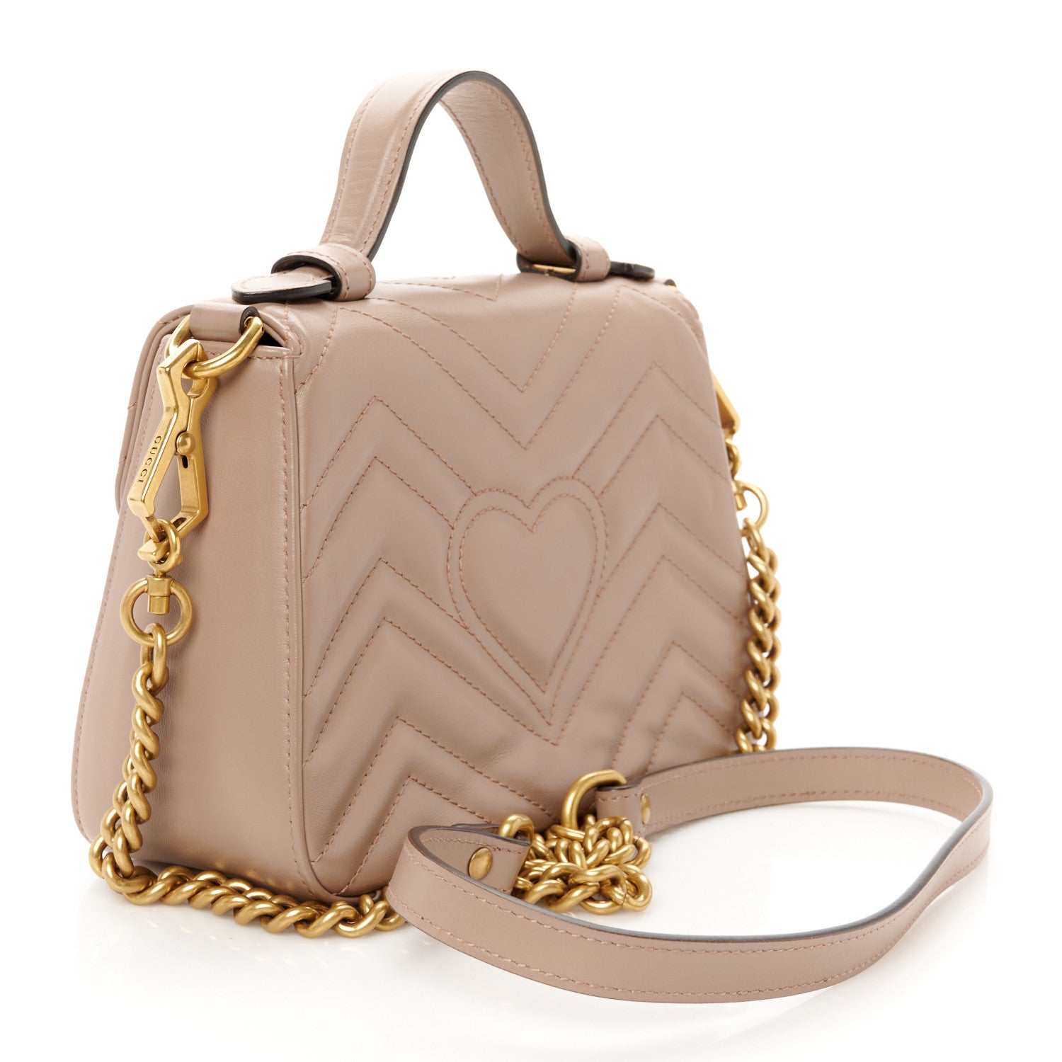 Gucci Calfskin Matelasse Mini GG Marmont Top Handle Shoulder Bag Porcelain Rose 2 of 11