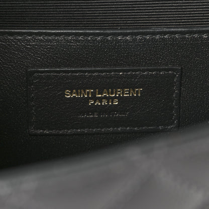 Saint Laurent Grain De Poudre Textured Mixed Matelasse Triquilt Medium Monogram Satchel Storm 6 of 9