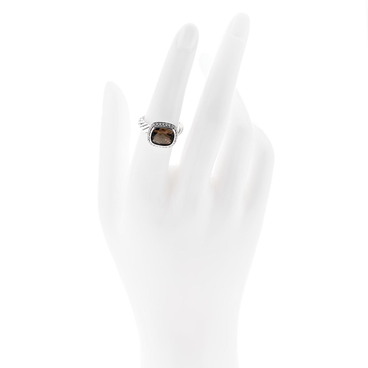 Sterling Silver Diamond Smoky Quartz 10mm Noblesse Ring 53 6.25