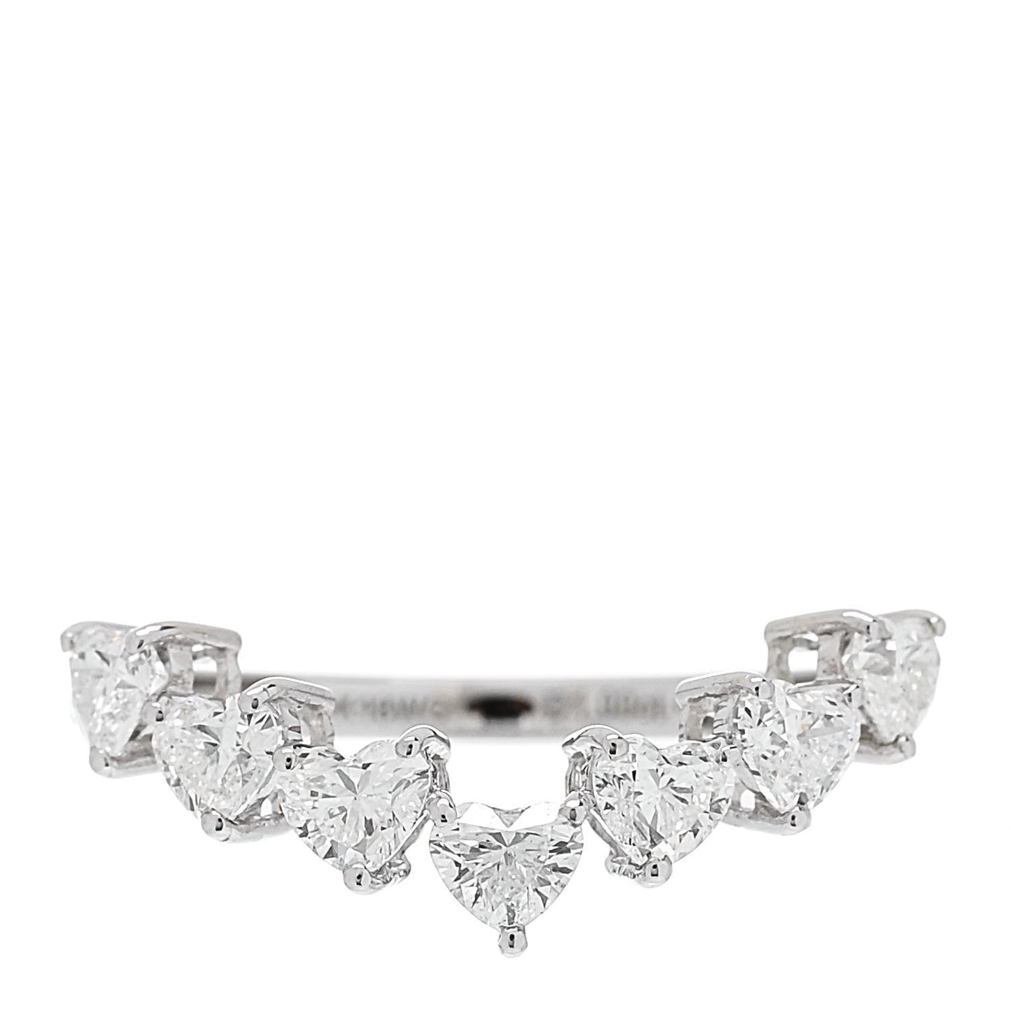 18K White Gold Diamond 1.00ctw Heart Cut Curved Ring 54 7