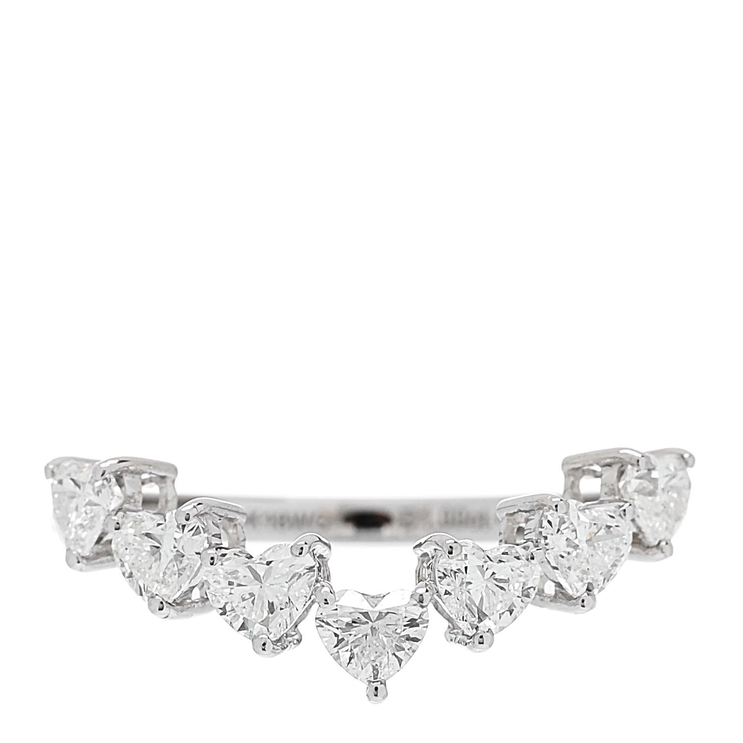 Parker & West by FASHIONPHILE 18K White Gold Diamond 1.00ctw Heart Cut Curved Ring 54 7 1 of 9