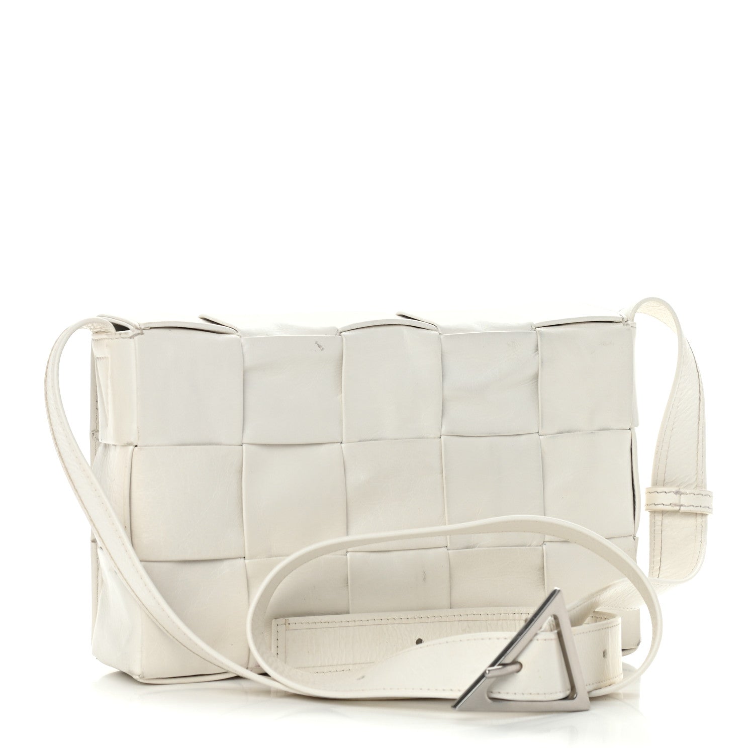 Bottega Veneta Lambskin Maxi Intrecciato Cassette Crossbody Bag White 3 of 16