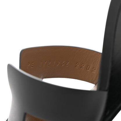 Hermes Calfskin Legend Wedge Sandals 38 Black 6 of 11