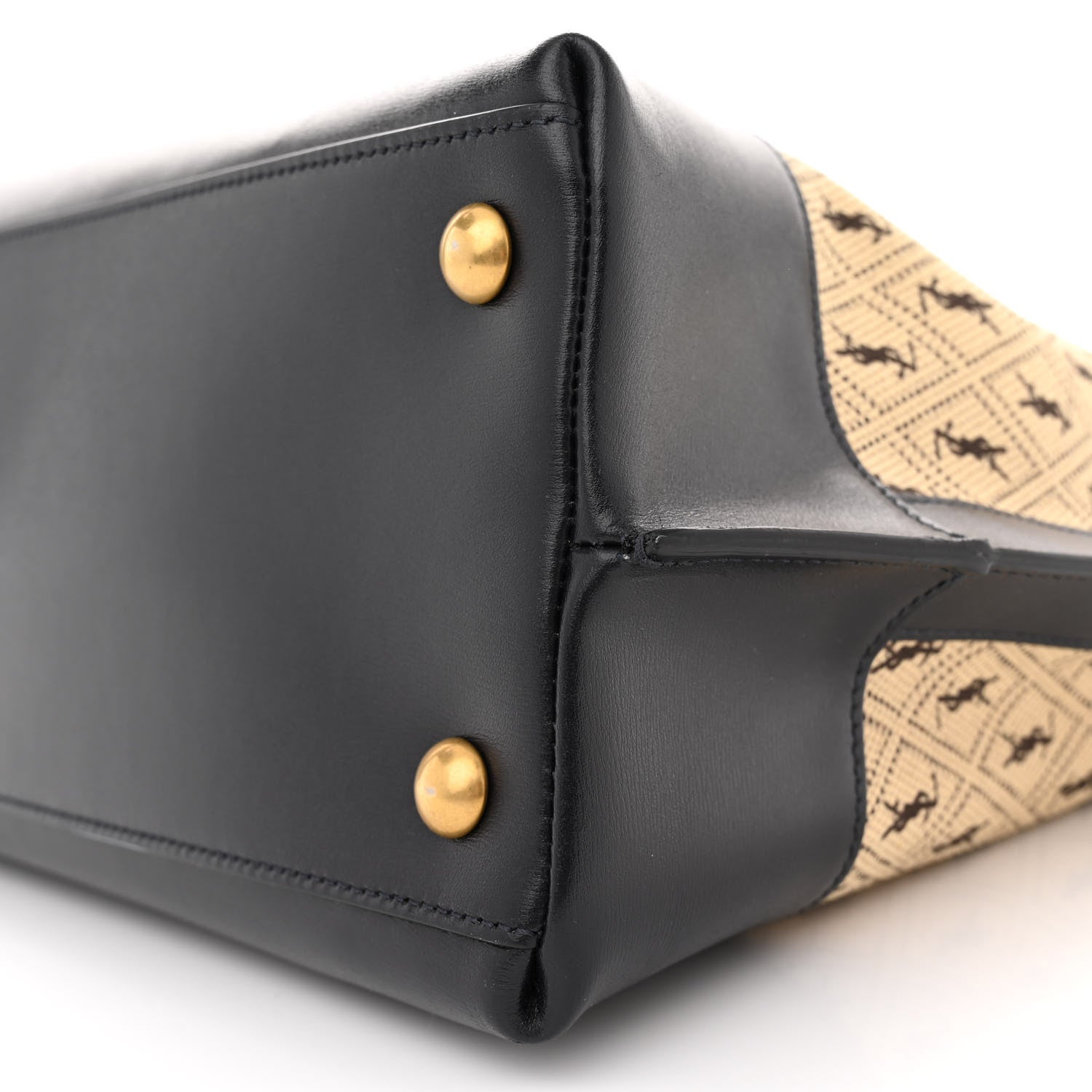 Saint Laurent Canvas All-Over Monogram Cabas Tote Beige Black 10 of 10