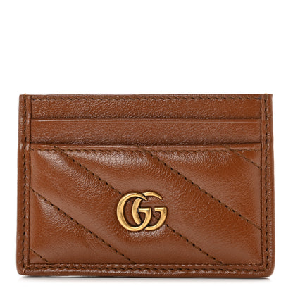 Gucci Azalea Calfskin Matelasse Diagonal GG Marmont Card Holder Cuir 1 of 7