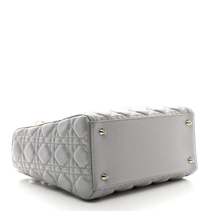 Christian Dior Pearly Lambskin Cannage Medium Lady Dior Grey 4 of 10