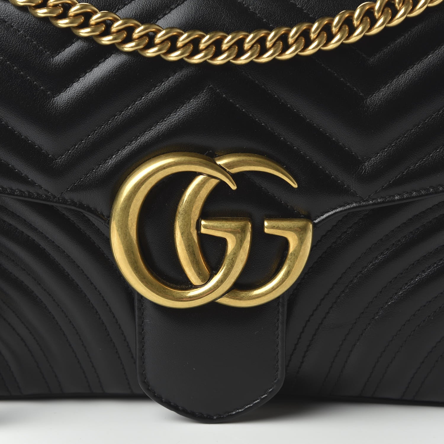 Gucci Calfskin Matelasse Medium GG Marmont Shoulder Bag Black 10 of 10