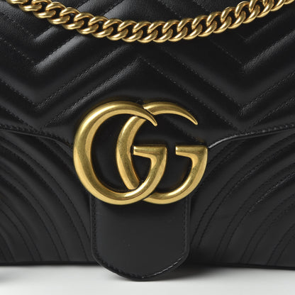 Gucci Calfskin Matelasse Medium GG Marmont Shoulder Bag Black 10 of 10