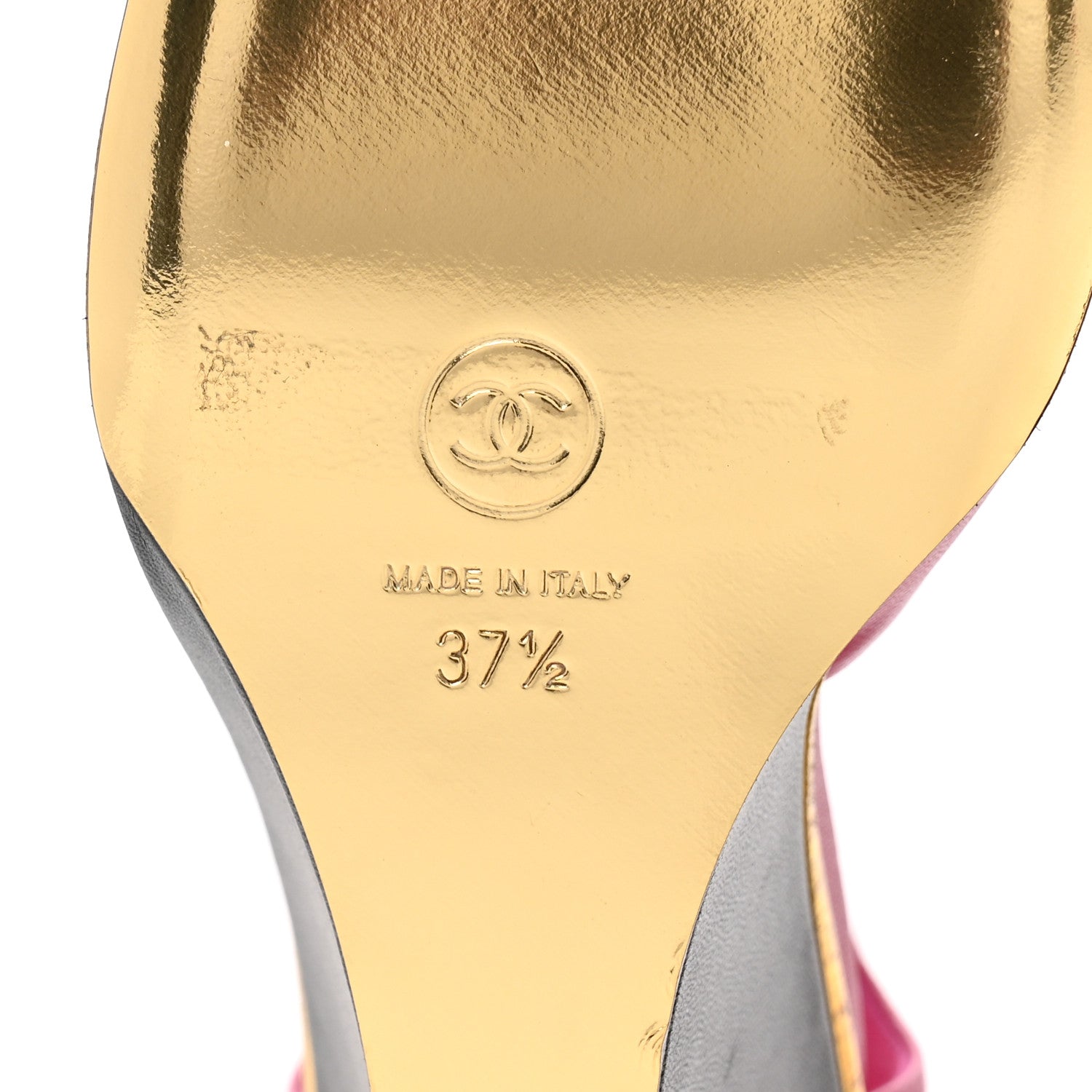 Chanel Lambskin Cap Toe Open Wedge 37.5 Fuchsia Black 8 of 11
