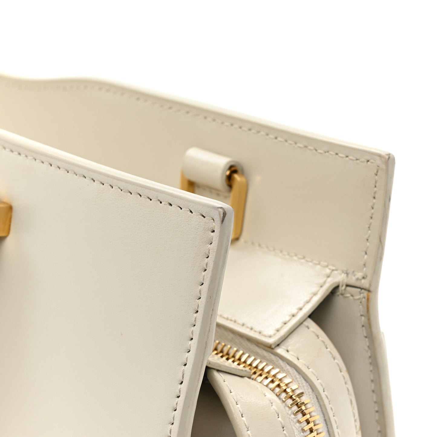 Shiny Calfskin Medium Uptown Tote White
