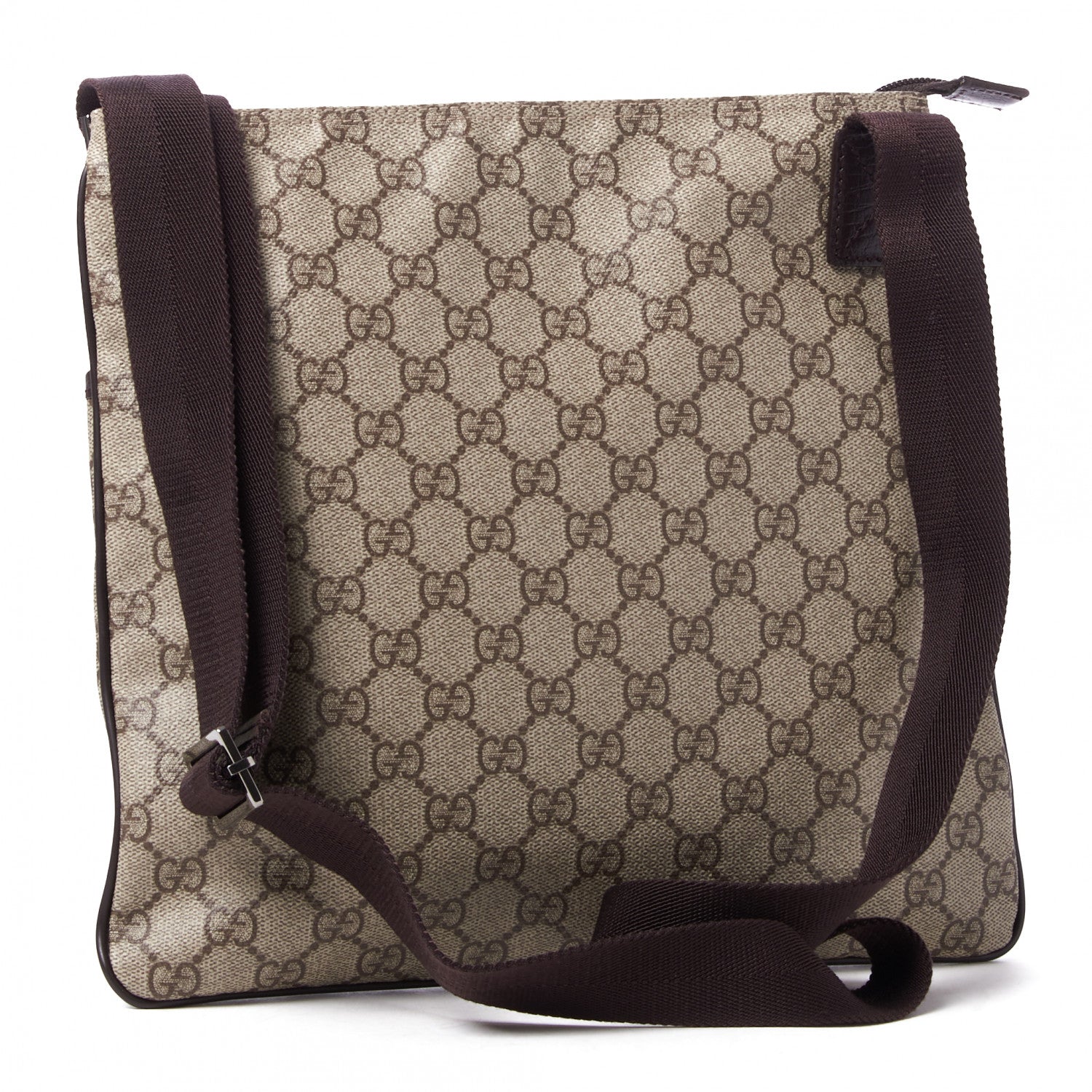 Gucci GG Plus Monogram Medium Flat Messenger Bag Dark Brown 2 of 8