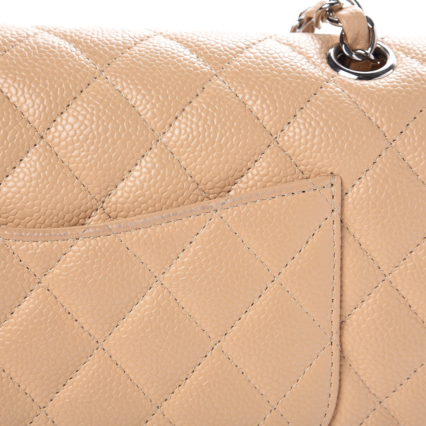 Caviar Quilted Medium Double Flap Beige Clair
