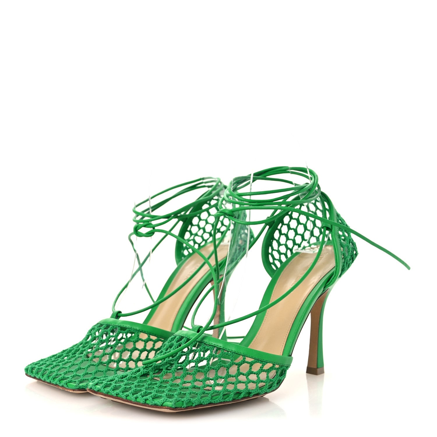 Bottega Veneta Mesh Nappa Stretch Ankle Tie 90mm Sandals 40 Grass 4 of 11