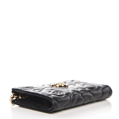 Chanel Caviar Camellia Embossed Key Holder Case Black 4 of 8