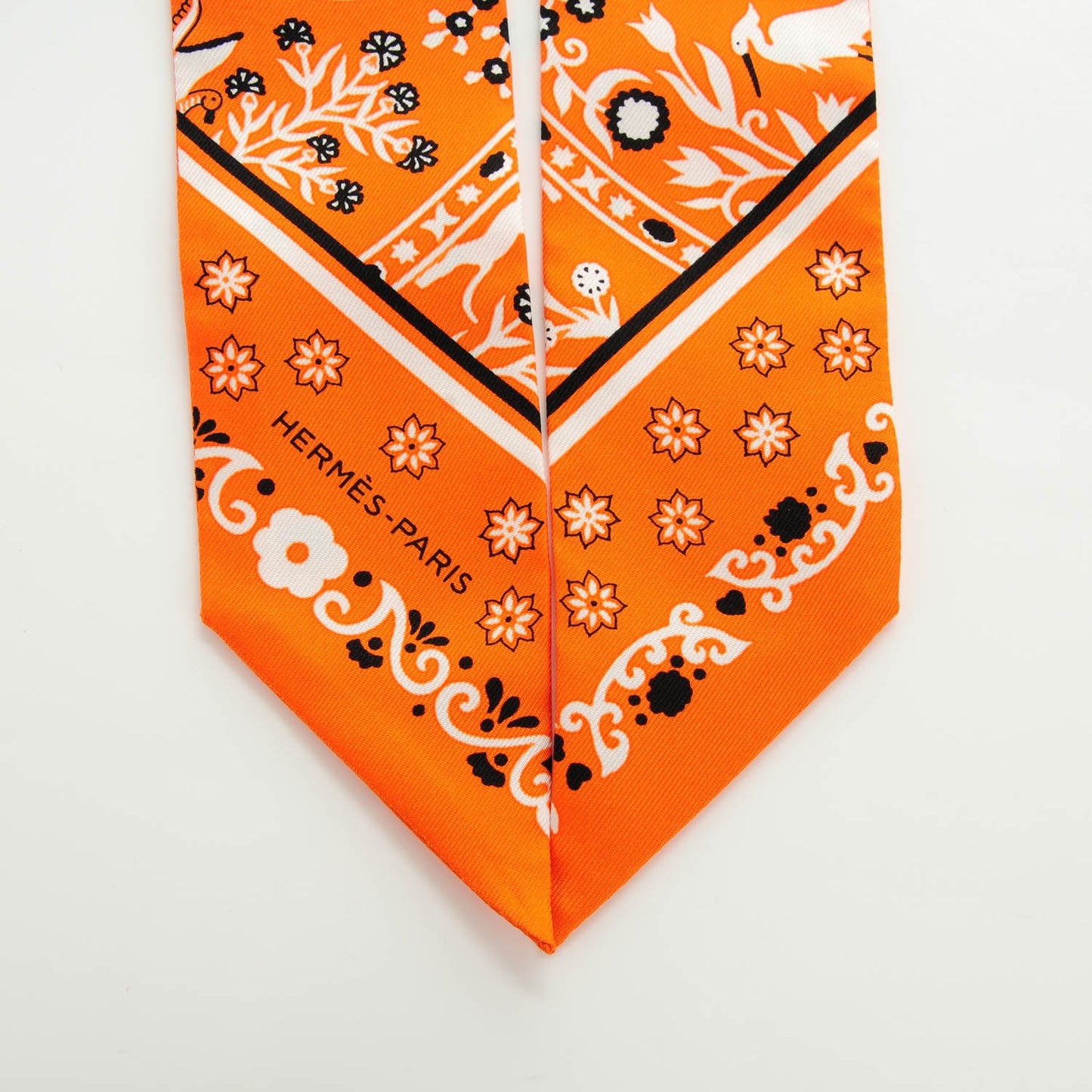Silk Peuple Du Vent Bandana Twilly Orange Noir Blanc