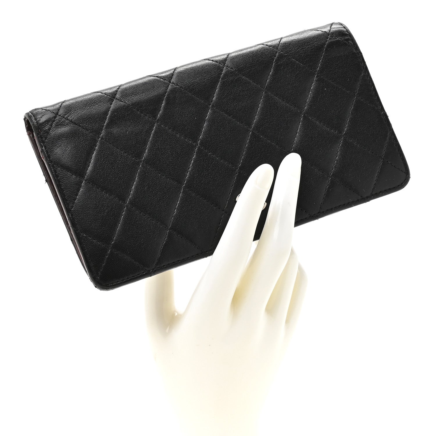 Chanel Lambskin Quilted Yen Wallet Black 2 of 14