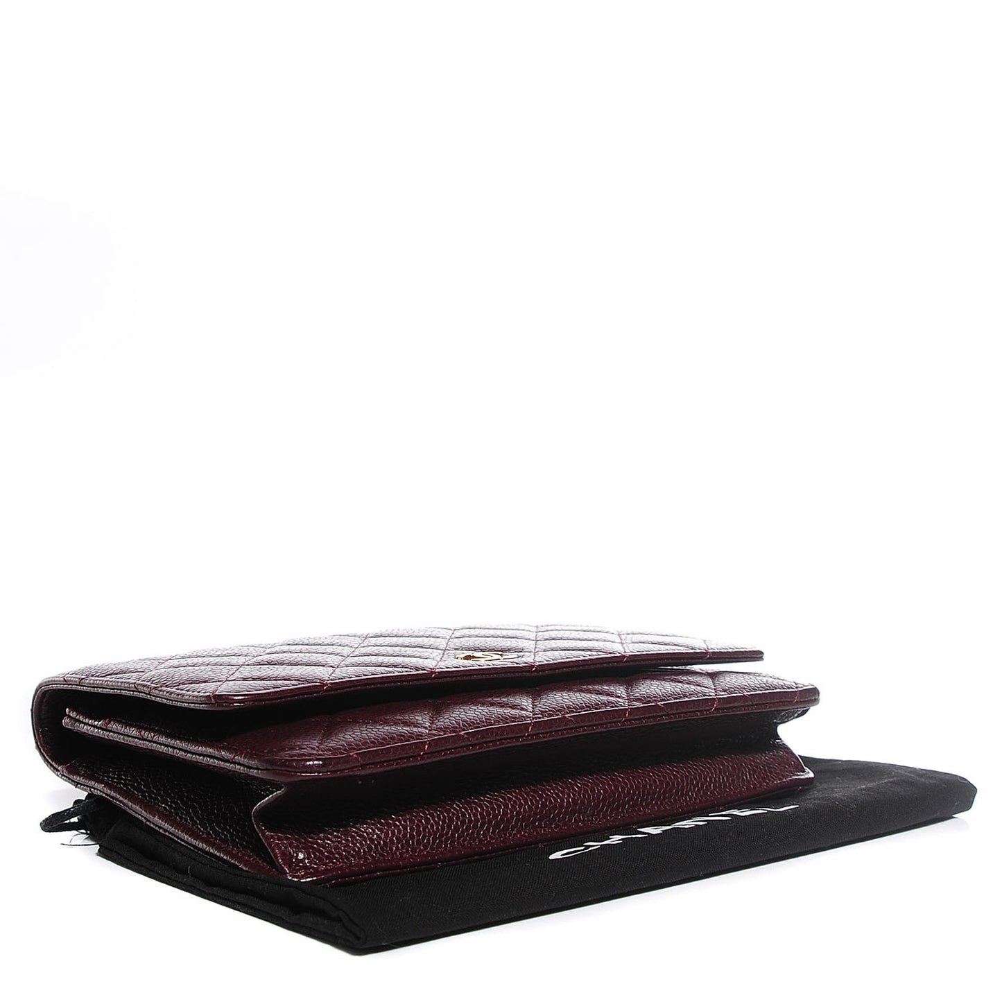 Caviar Quilted Wallet on Chain WOC Bordeaux