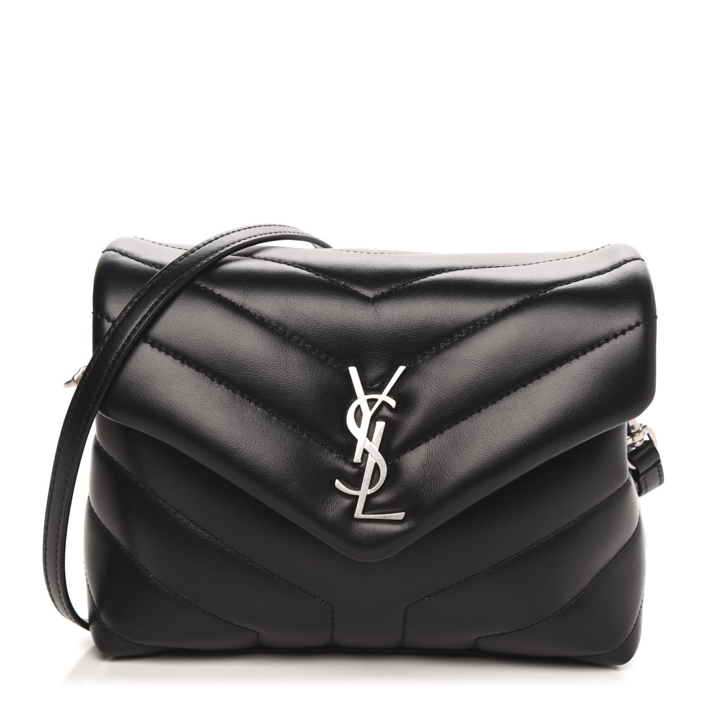 Calfskin Y Quilted Monogram Toy Loulou Crossbody Bag Black
