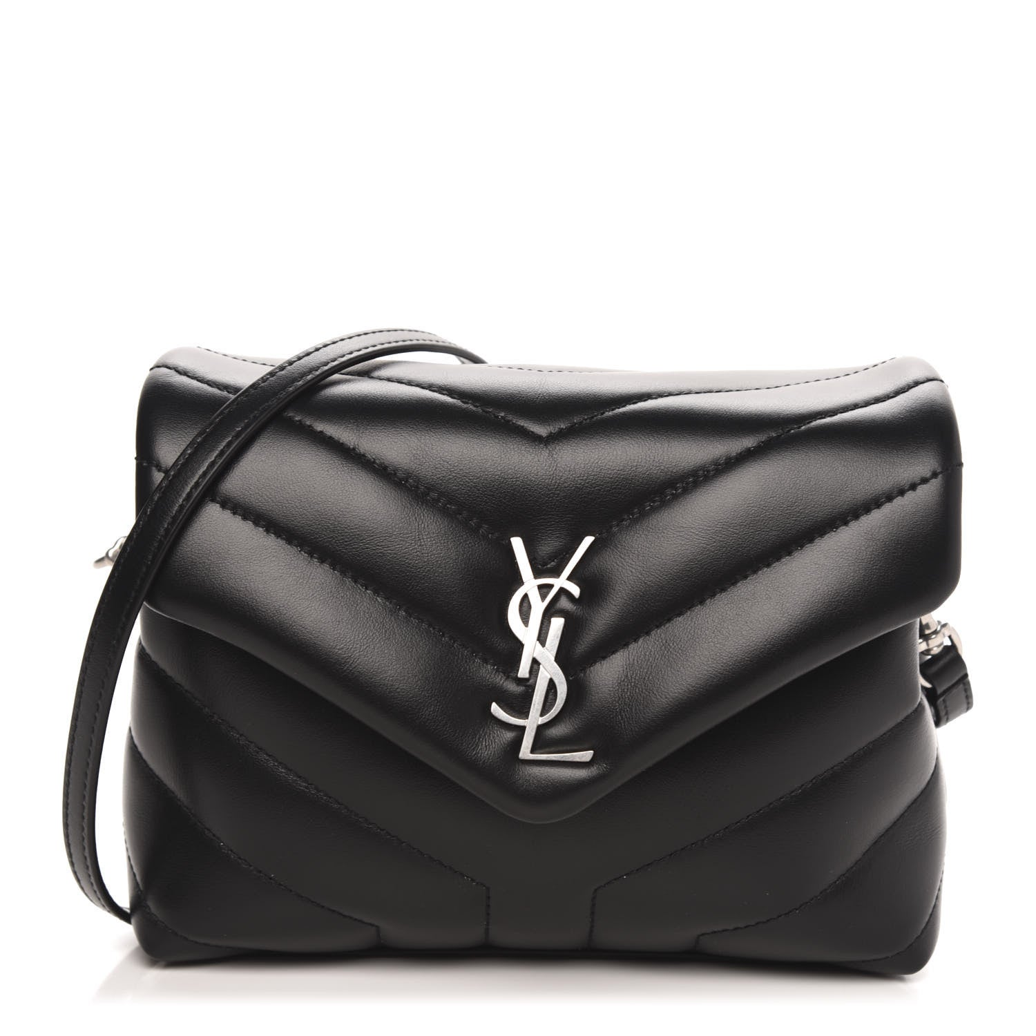 Saint Laurent Calfskin Y Quilted Monogram Toy Loulou Crossbody Bag Black 1 of 10