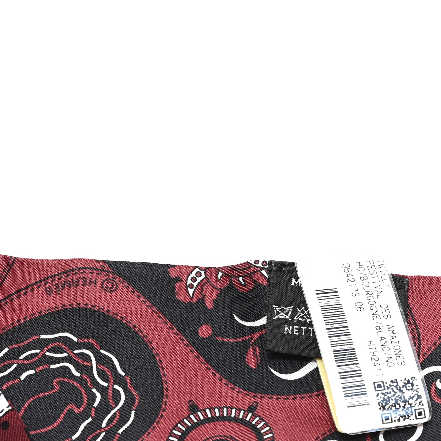 Hermes Silk Festival Des Amazones Twilly Bourgogne White Black 3 of 3