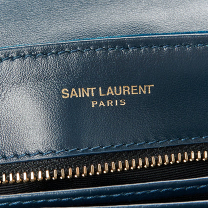 Saint Laurent Velvet Y Quilted Monogram Toy Loulou Chain Satchel Dark Ottanio 6 of 11