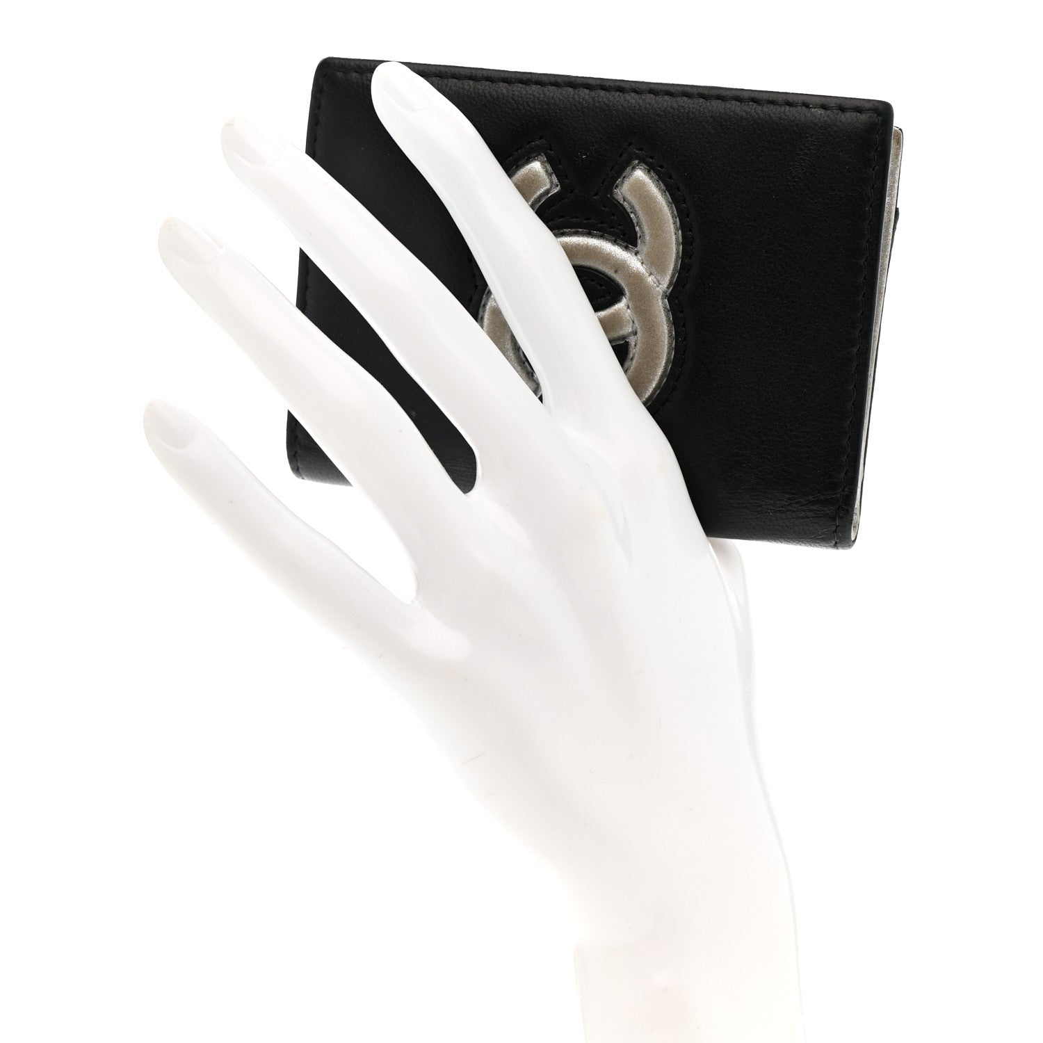 Chanel Calfskin Card Holder Black Silver 2 of 8