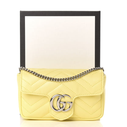 Gucci Calfskin Matelasse Super Mini GG Marmont Shoulder Bag Banana 11 of 11
